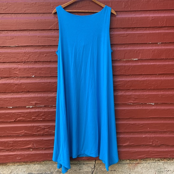Eileen Fisher Sleeveless Cowl-Neck Jersey Dress in Bright Blue Women's Size L - Picture 9 of 10